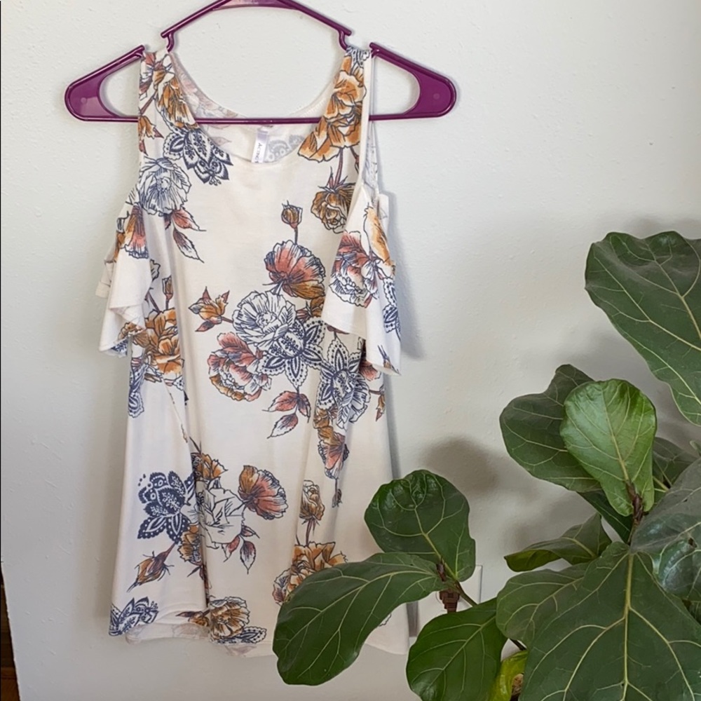 floral open shoulder top